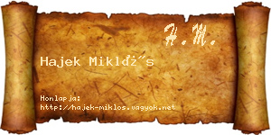 Hajek Miklós névjegykártya